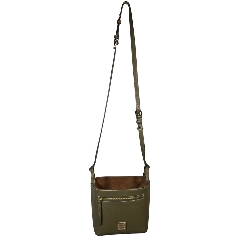 Dooney & Bourke‎ Crossbody Bucket Bag Womens Small Olive Green Saffiano Leather